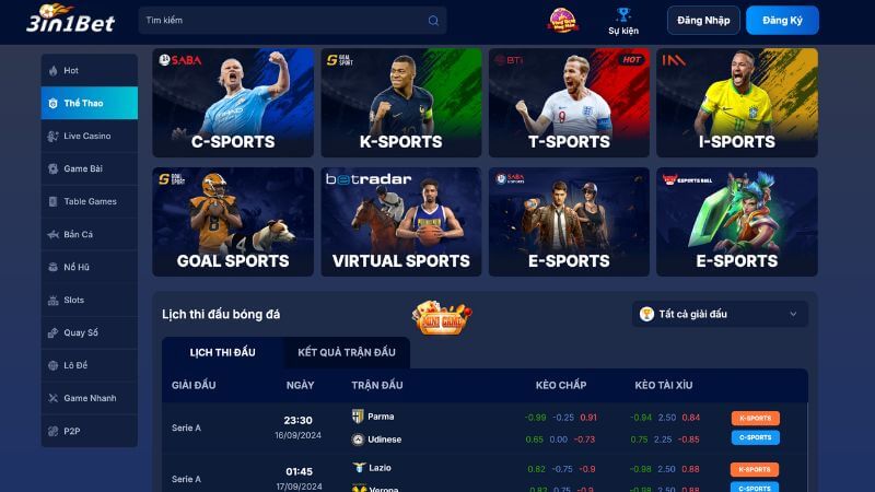 Tổng quan sảnh cá cược thể thao 3in1bet 