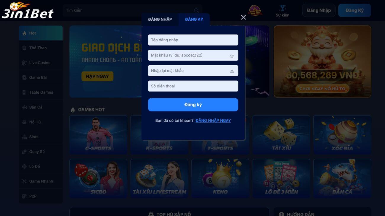 Những điều kiện để đăng ký 3in1bet